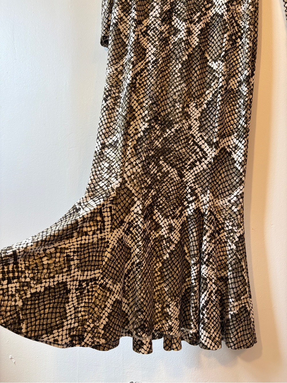 Norma Kamali Crew Fishtail Dress Scale Python Snake Print Maxi Dress S - Picture 4 of 9